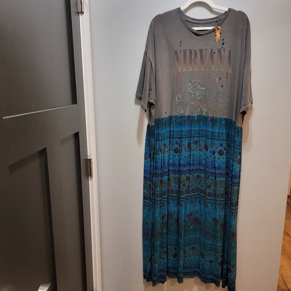 Urban Outfitters Dresses & Skirts - Upcycled Urban Outfitters Nirvana Graphic Tee Maxi Dress Size 2X/3XL